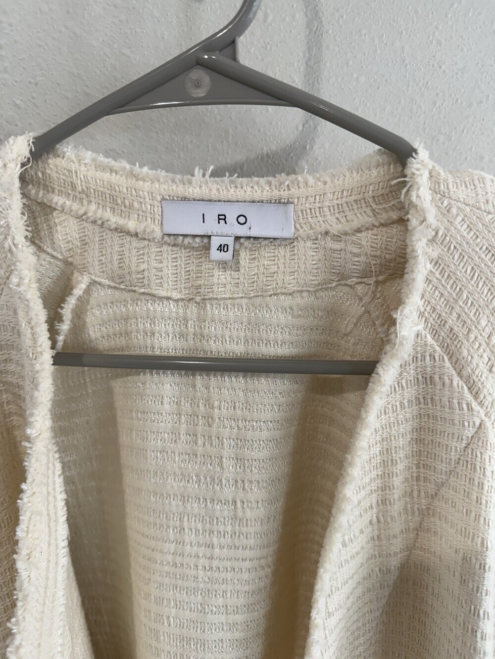 IRO Ivory Cream Women’s 40 10 guaze Cotton Textured Shirt Blouse Top Open Front - Picture 5 of 5